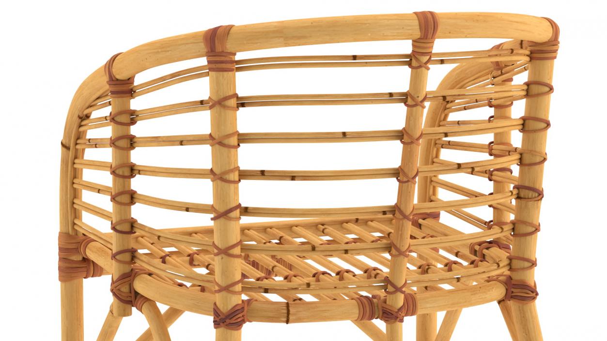 3D model Bamboo Chair with Armrest