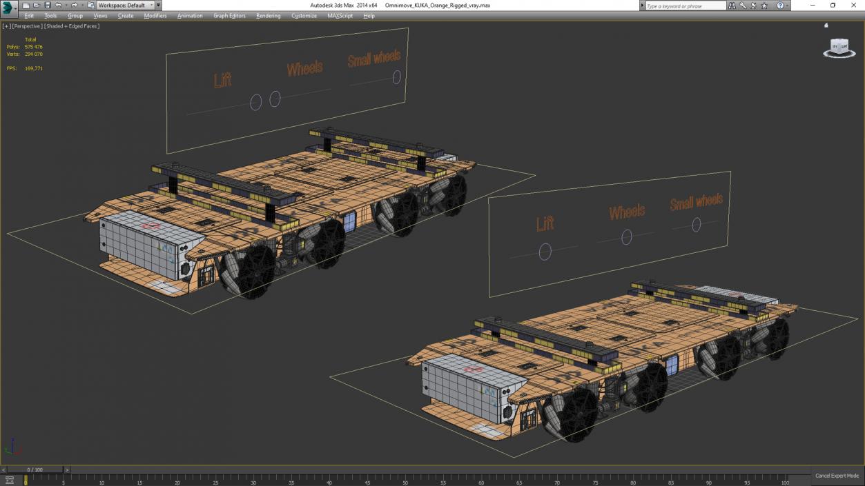 3D Omnimove KUKA Orange Rigged for Cinema 4D