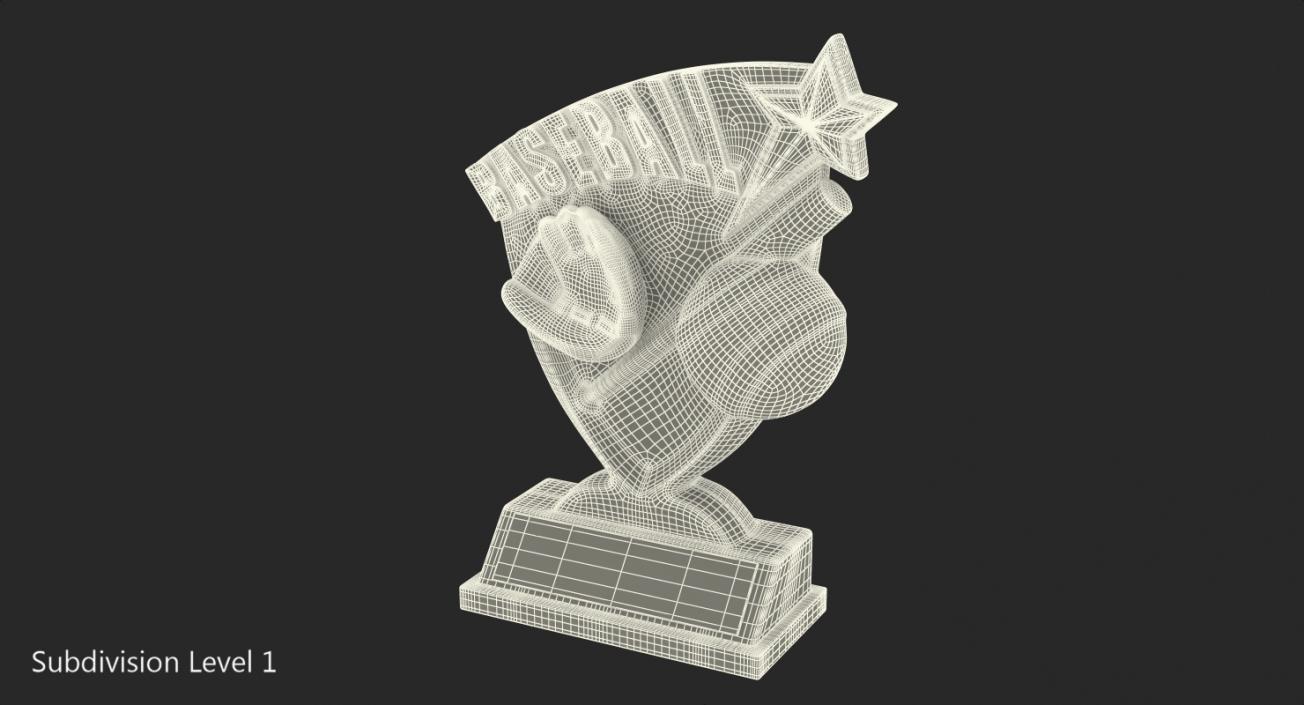 Silver Baseball Trophy 3D