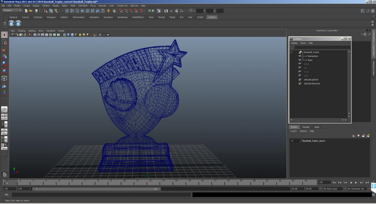 Silver Baseball Trophy 3D