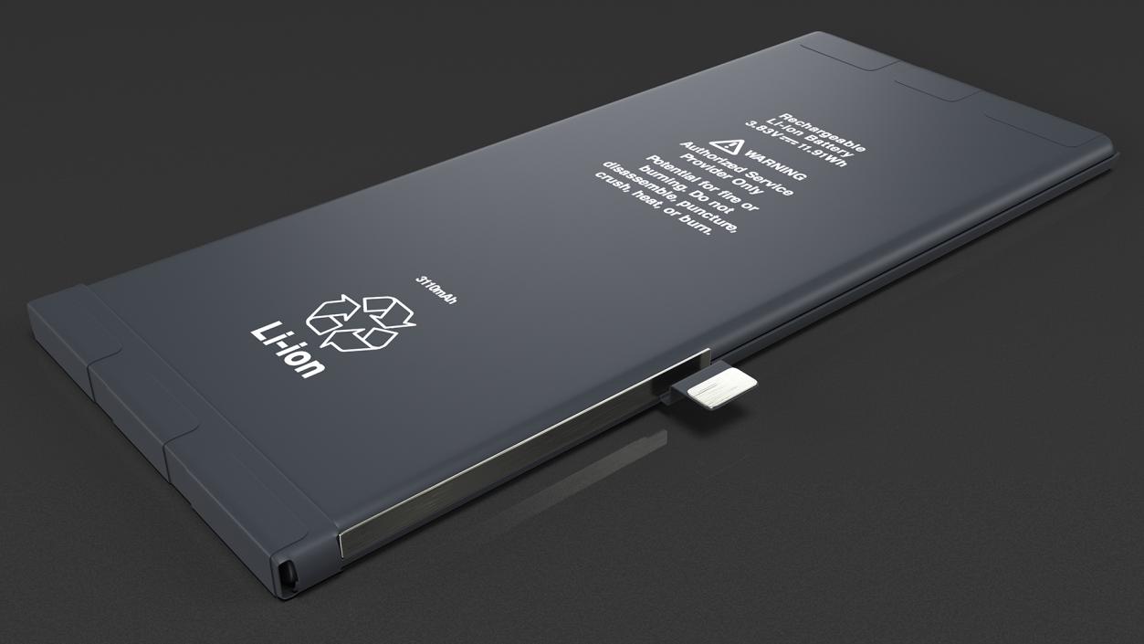 3D Lithium Ion Battery 3Ah for Smartphone model