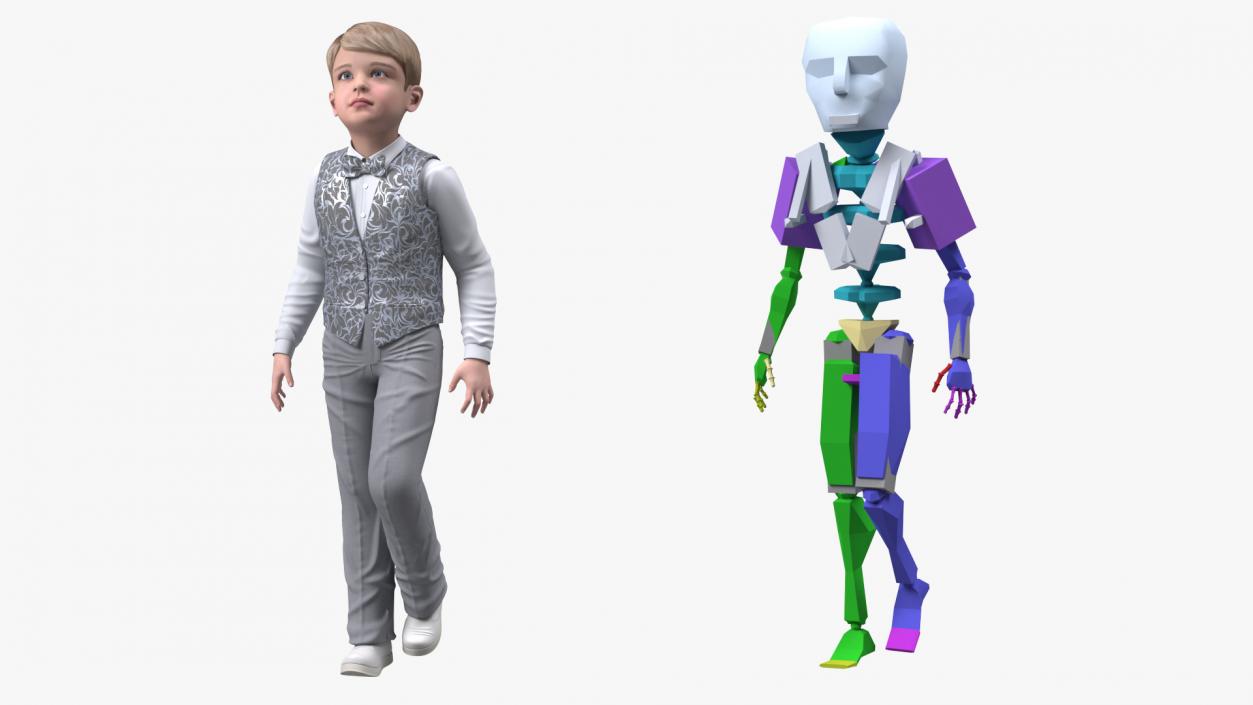 3D Child Boy Party Style Rigged model