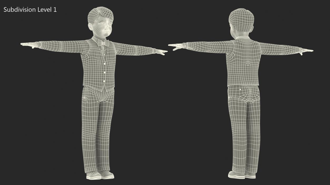 3D Child Boy Party Style Rigged model