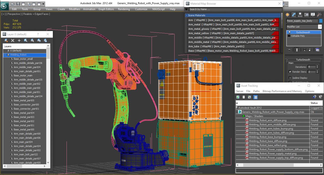 Generic Welding Robot with Power Supply 3D model