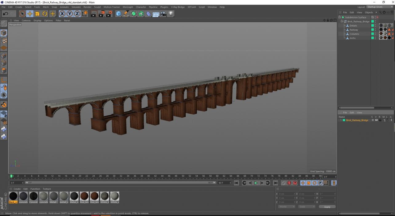 3D model Brick Railway Bridge