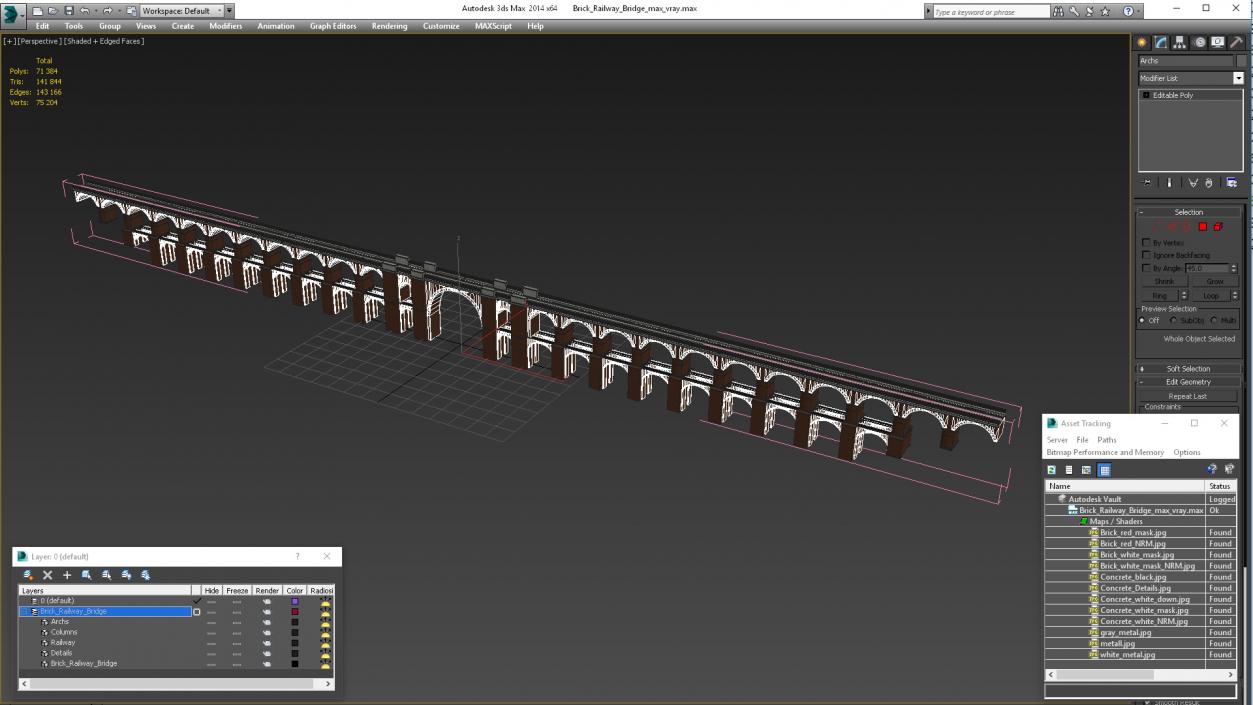 3D model Brick Railway Bridge