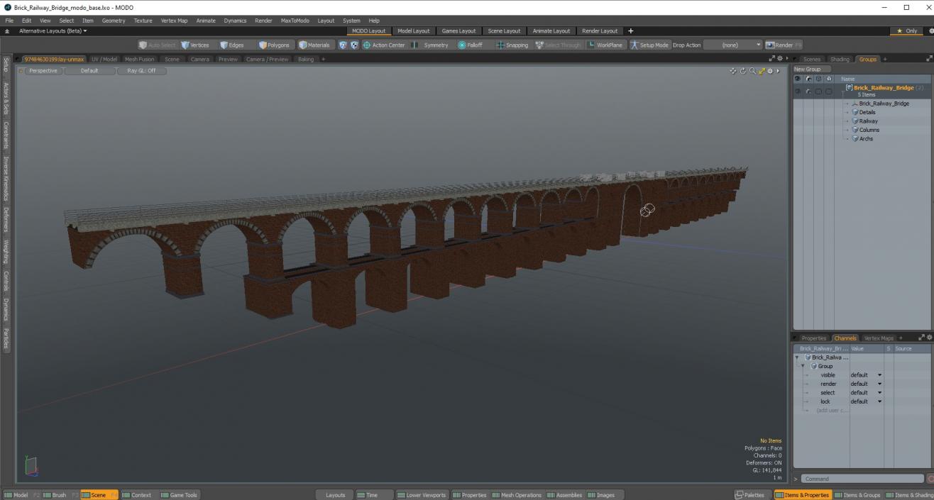 3D model Brick Railway Bridge