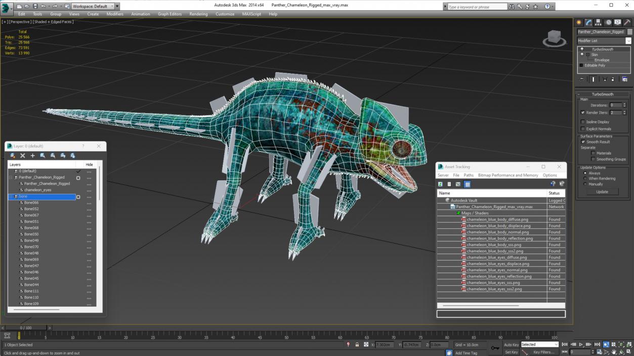 Panther Chameleon Rigged 3D model