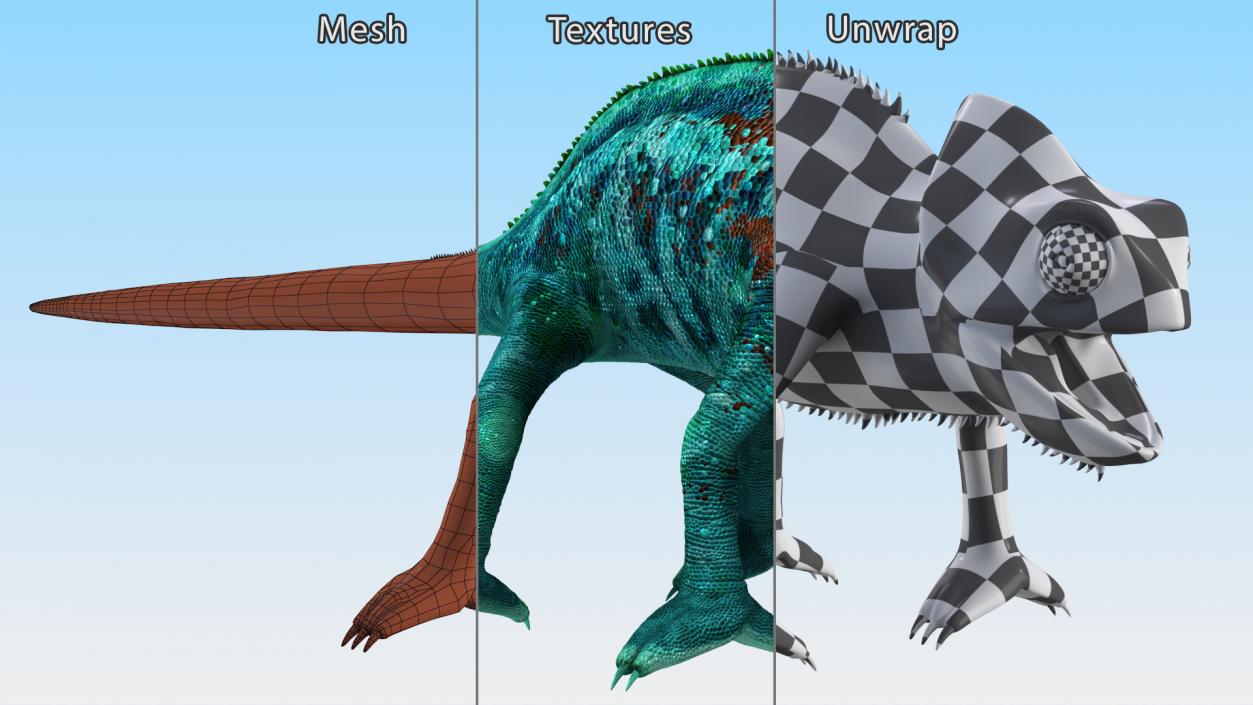 3D Panther Chameleon Rigged for Maya model