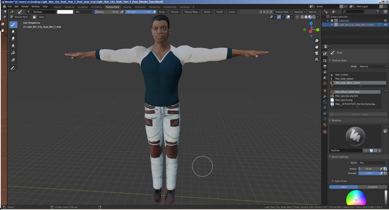 Light Skin City Style Man T Pose 3D