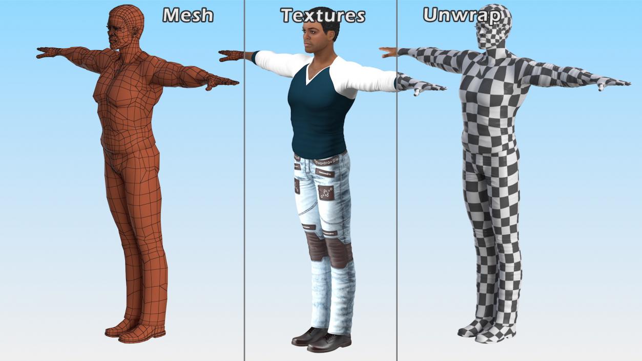 Light Skin City Style Man T Pose 3D