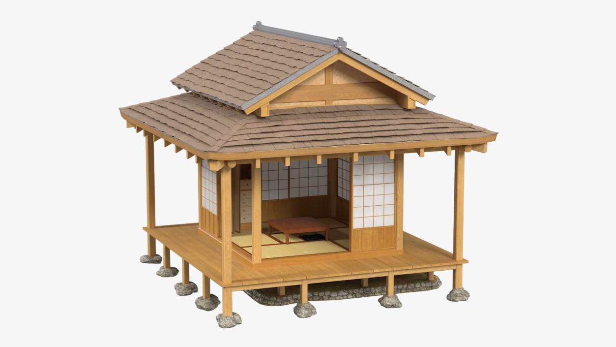 Traditional Japanese Tea House Open 2 3D