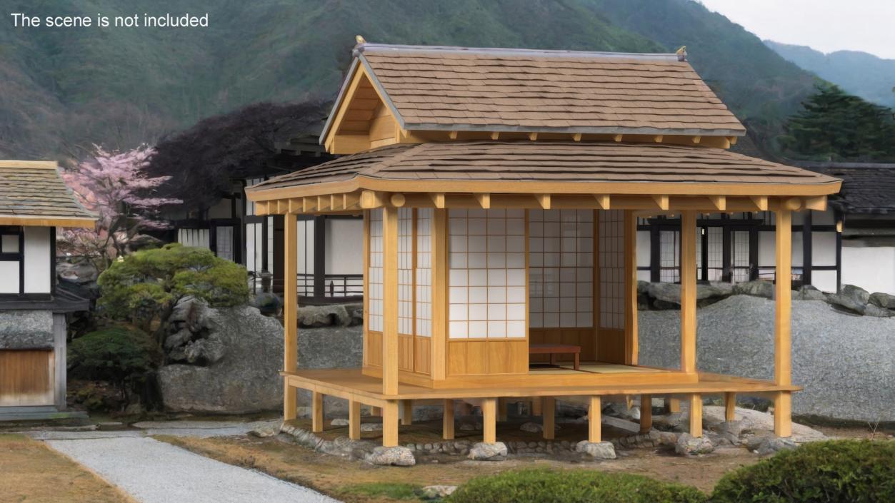 Traditional Japanese Tea House Open 2 3D