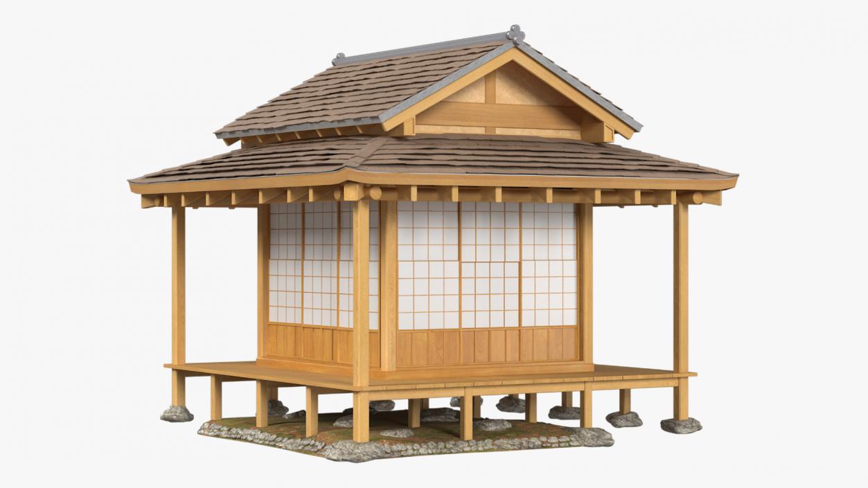 Traditional Japanese Tea House Open 2 3D