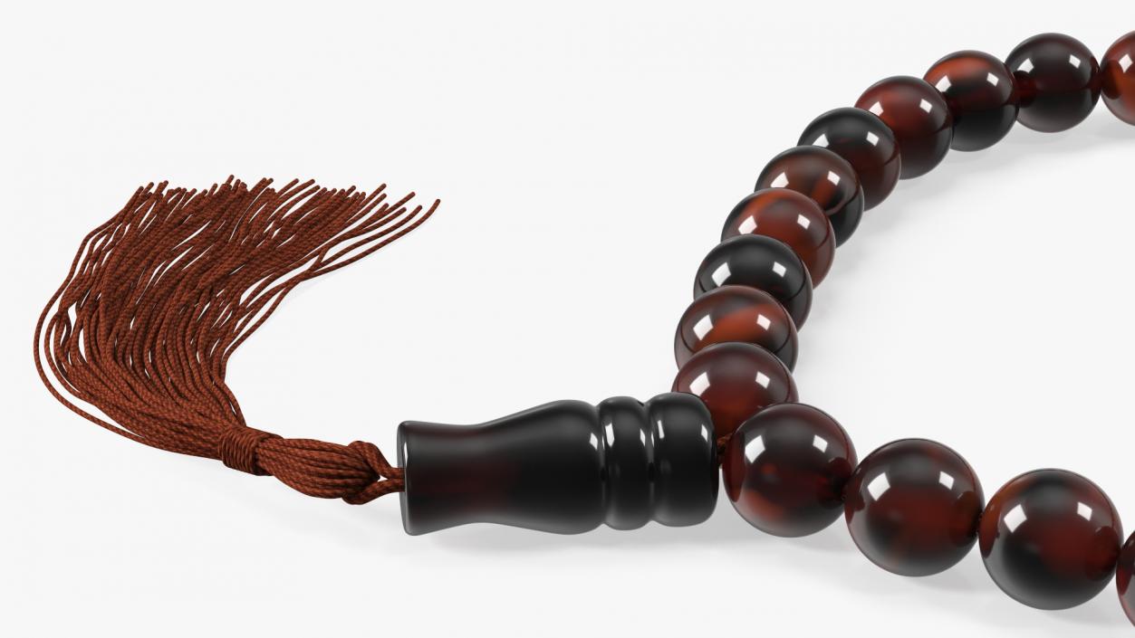 3D Islamic Prayer Beads with Tassel Brown model