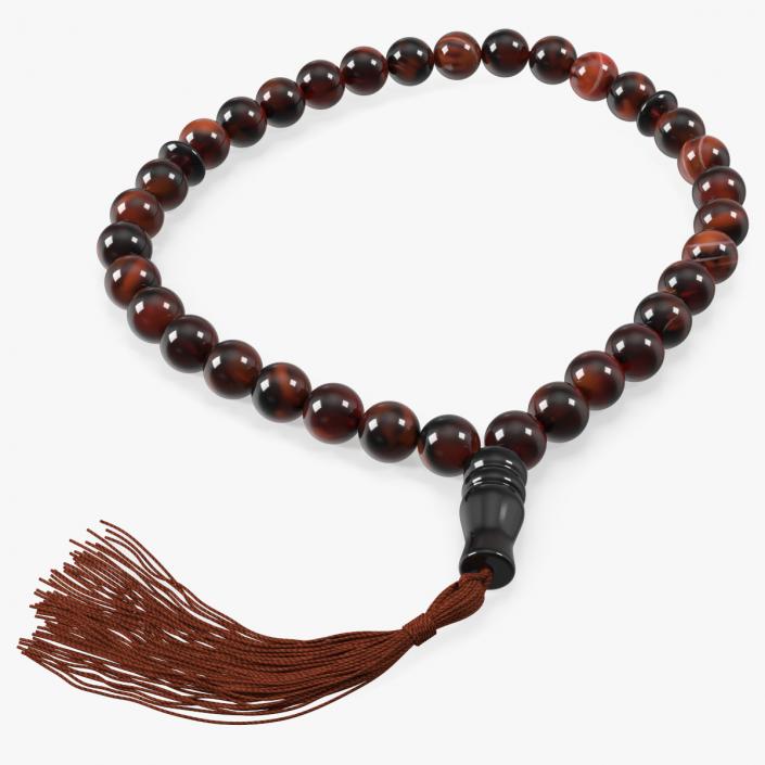 3D Islamic Prayer Beads with Tassel Brown model