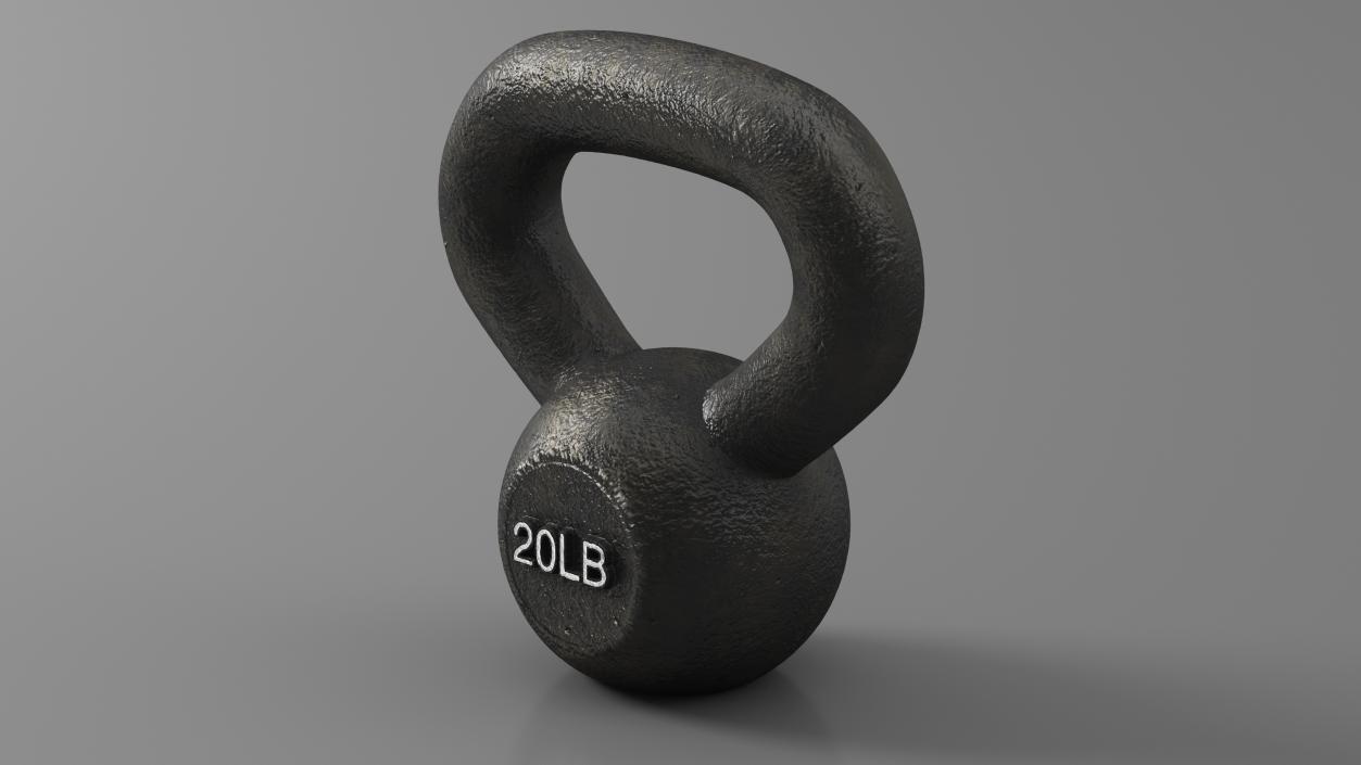 3D Wide Handle Iron Kettle Bell 20lb model