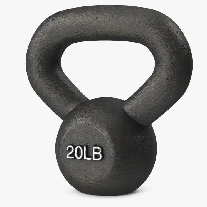 3D Wide Handle Iron Kettle Bell 20lb model