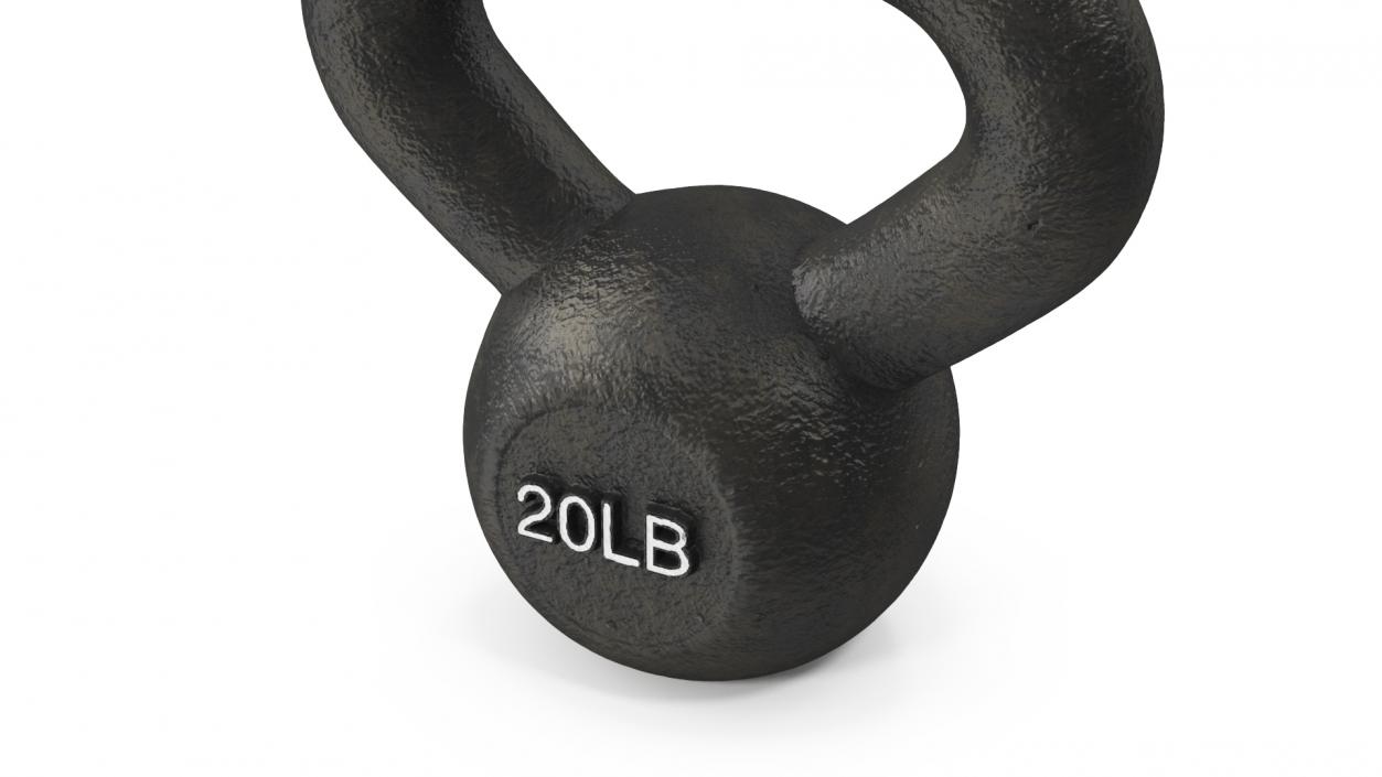 3D Wide Handle Iron Kettle Bell 20lb model