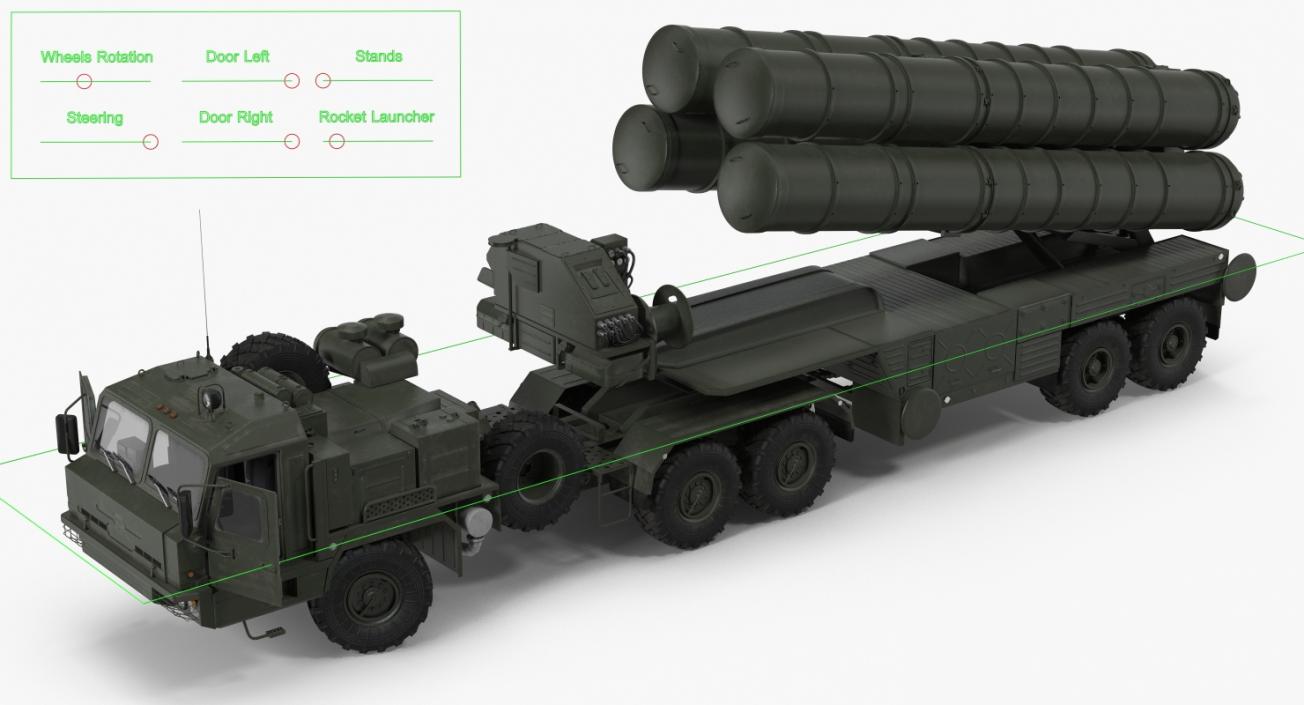 S-400 Triumf Launch Vehicle Rigged 3D model