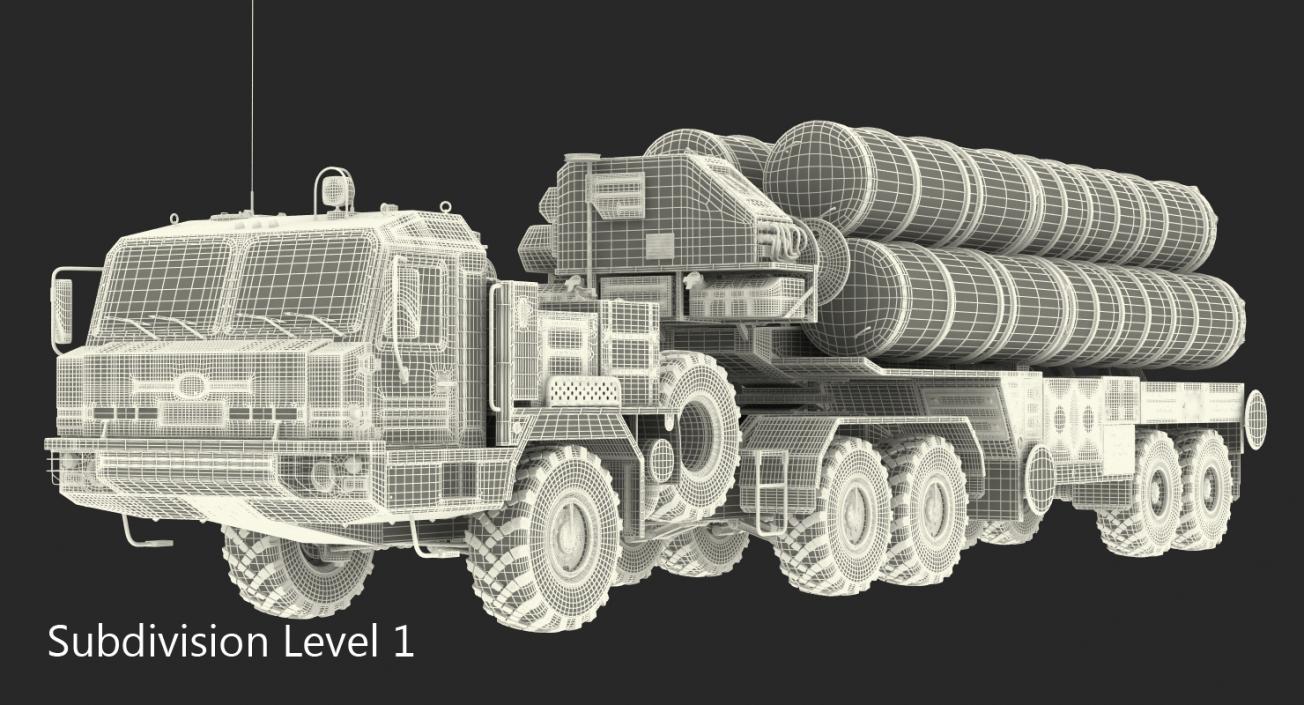 S-400 Triumf Launch Vehicle Rigged 3D model