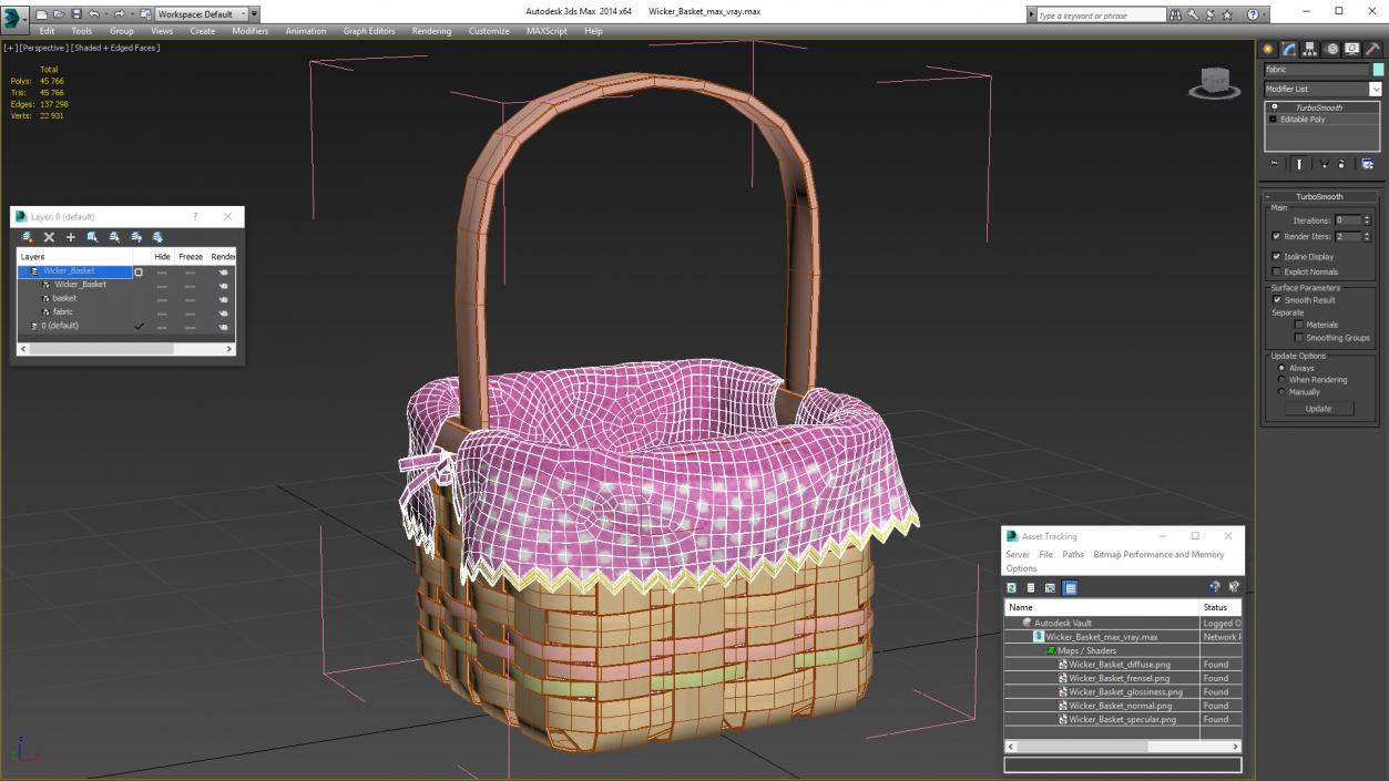 3D Wicker Basket model