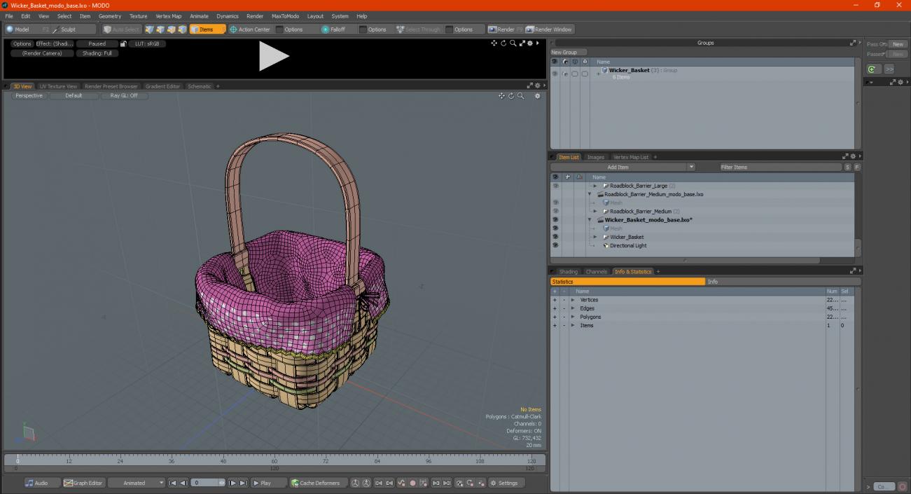 3D Wicker Basket model