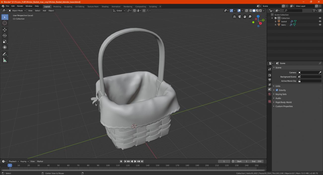 3D Wicker Basket model