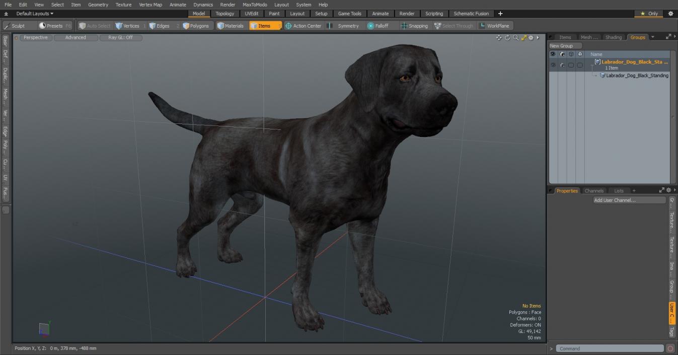 Labrador Dog Black Standing 3D