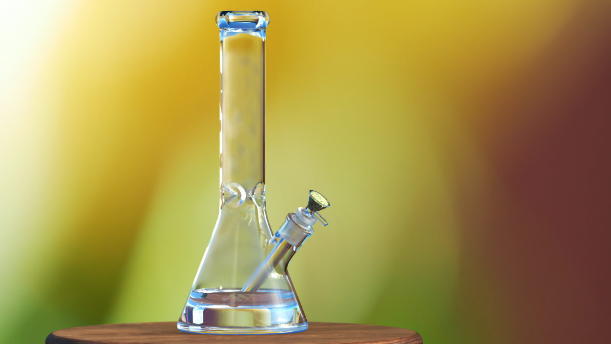 3D Glass Beaker Bong with Cannabis