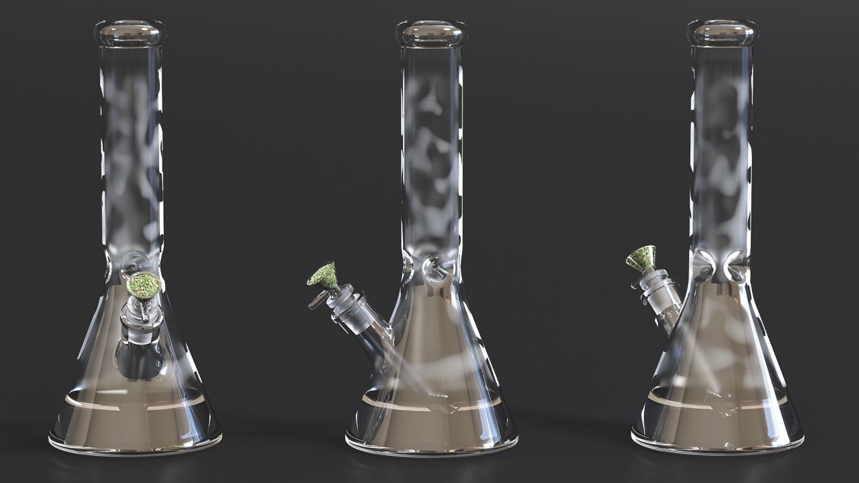 3D Glass Beaker Bong with Cannabis