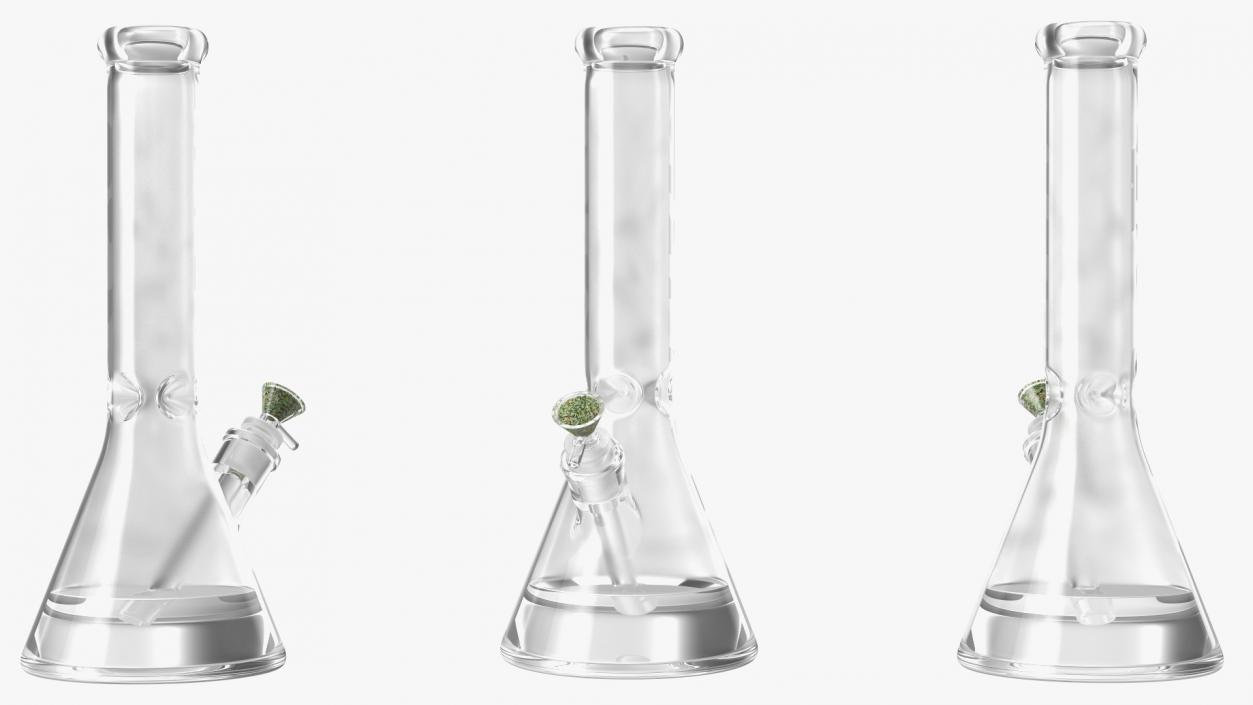 3D Glass Beaker Bong with Cannabis