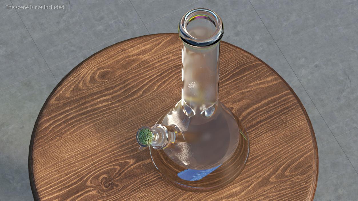 3D Glass Beaker Bong with Cannabis