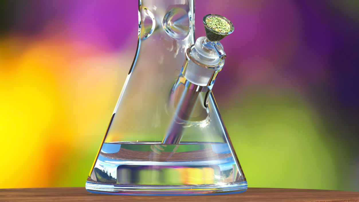 3D Glass Beaker Bong with Cannabis