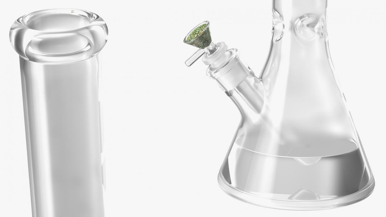 3D Glass Beaker Bong with Cannabis