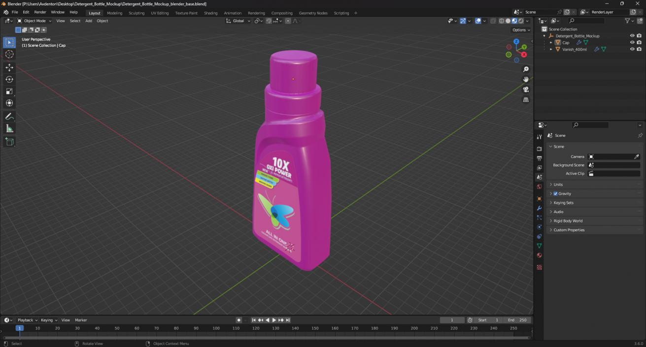 3D Detergent Bottle Mockup model