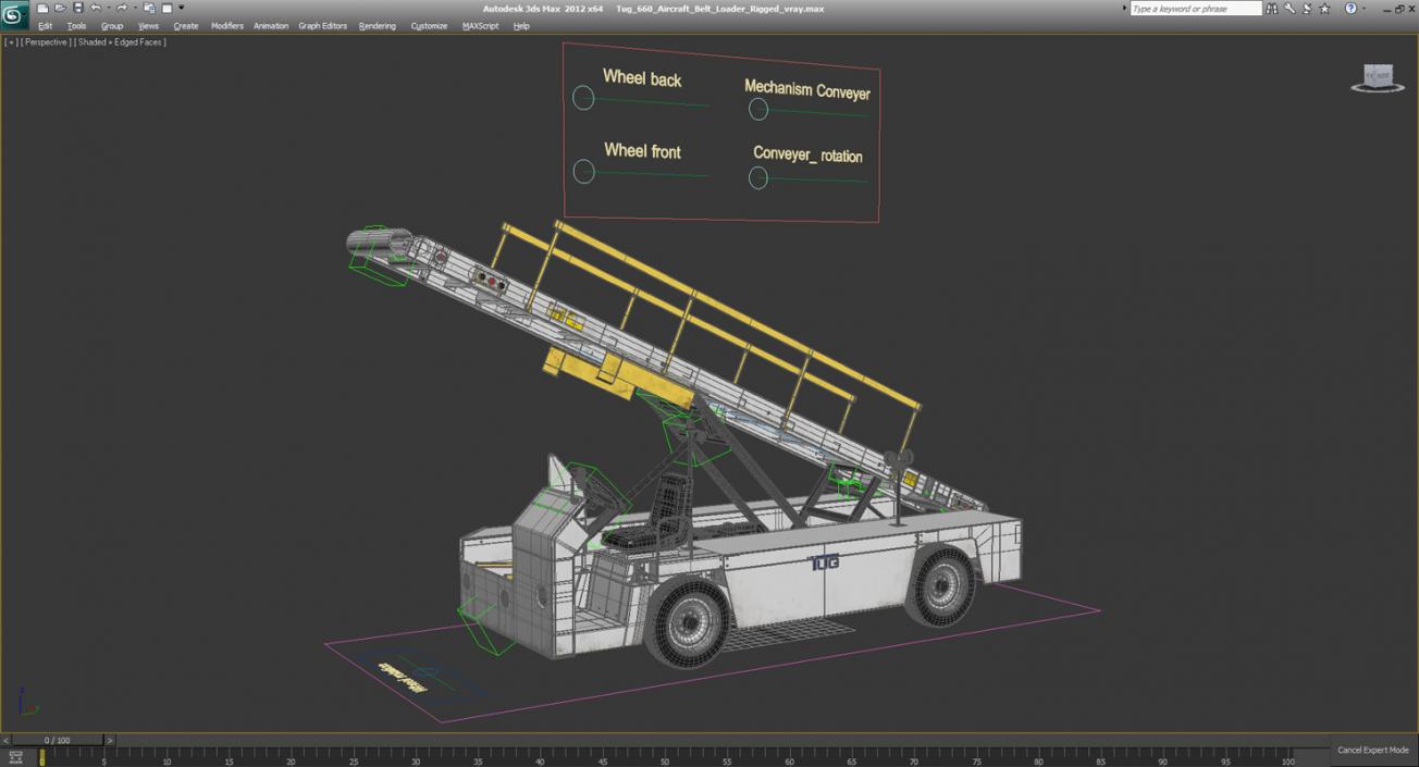 3D model Tug 660 Aircraft Belt Loader Rigged