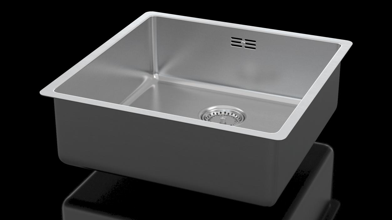 3D model Single Bowl Square Stainless Steel Inset Sink