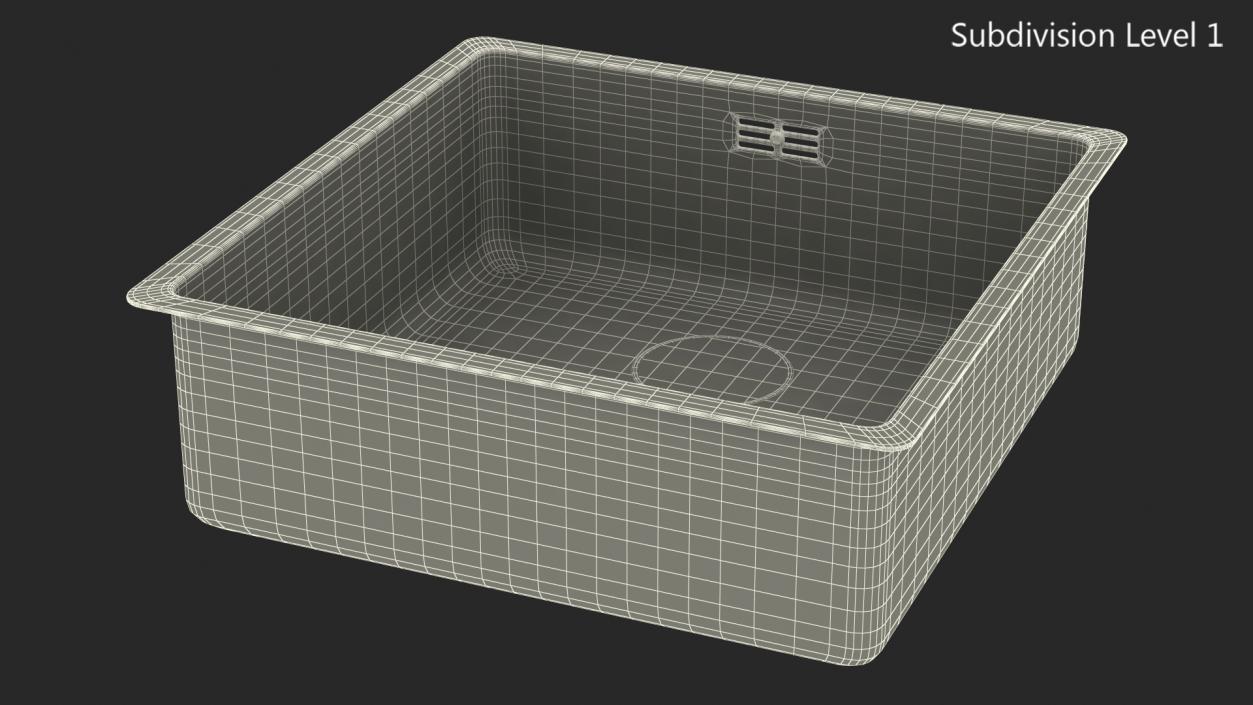 3D model Single Bowl Square Stainless Steel Inset Sink