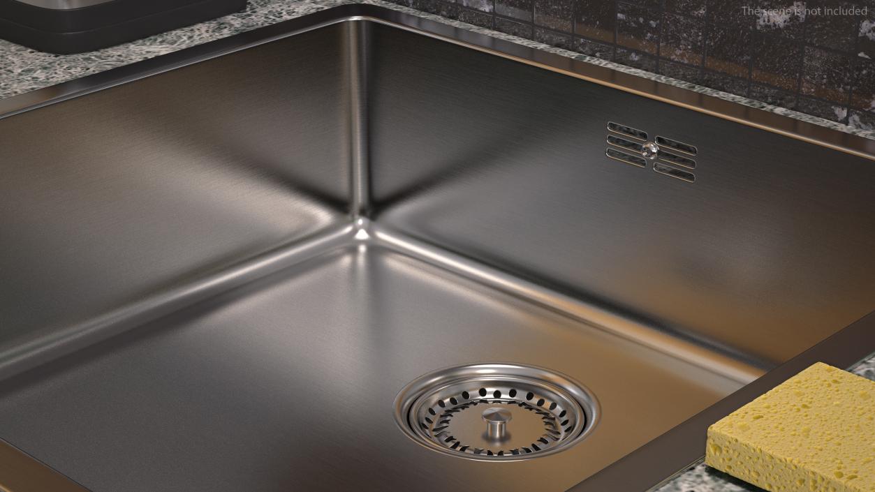 3D model Single Bowl Square Stainless Steel Inset Sink