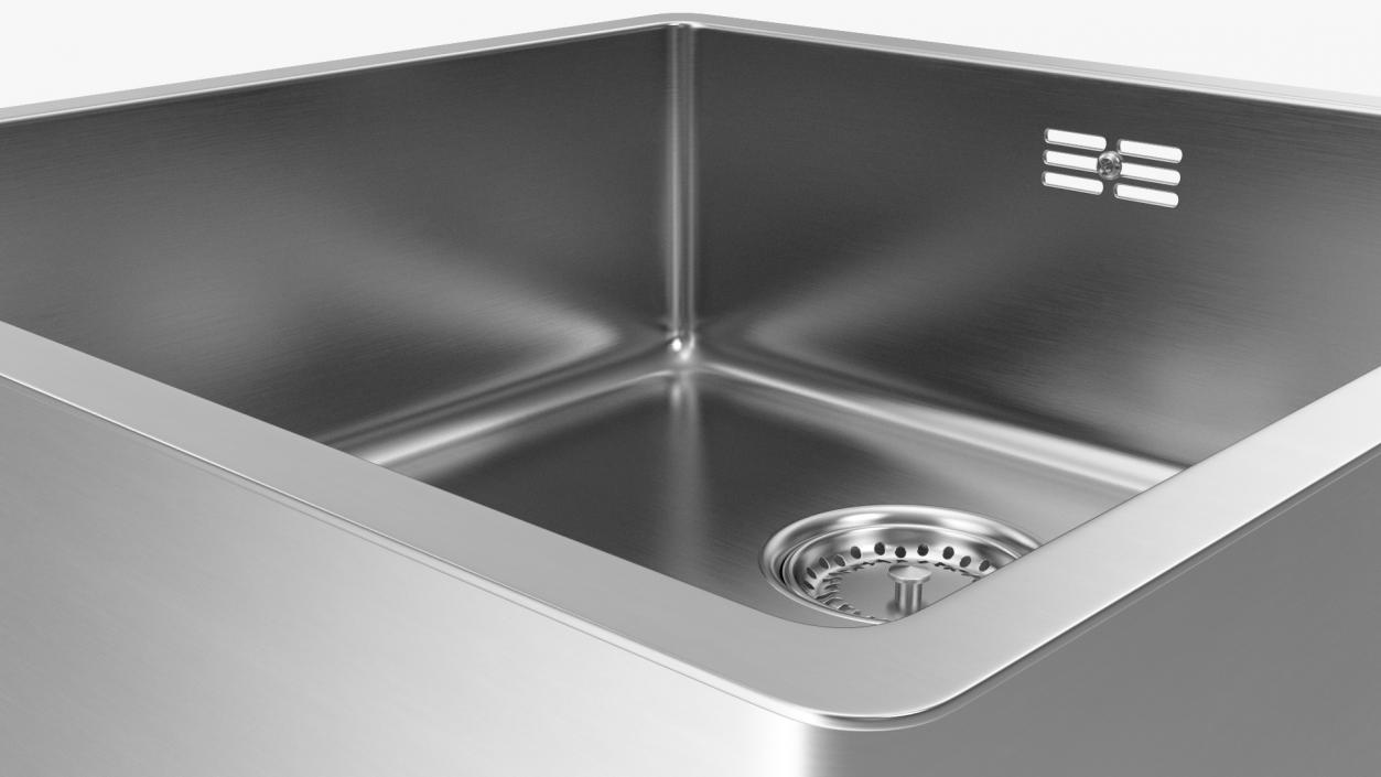 3D model Single Bowl Square Stainless Steel Inset Sink