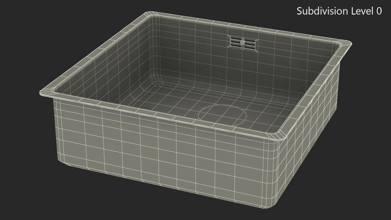 3D model Single Bowl Square Stainless Steel Inset Sink