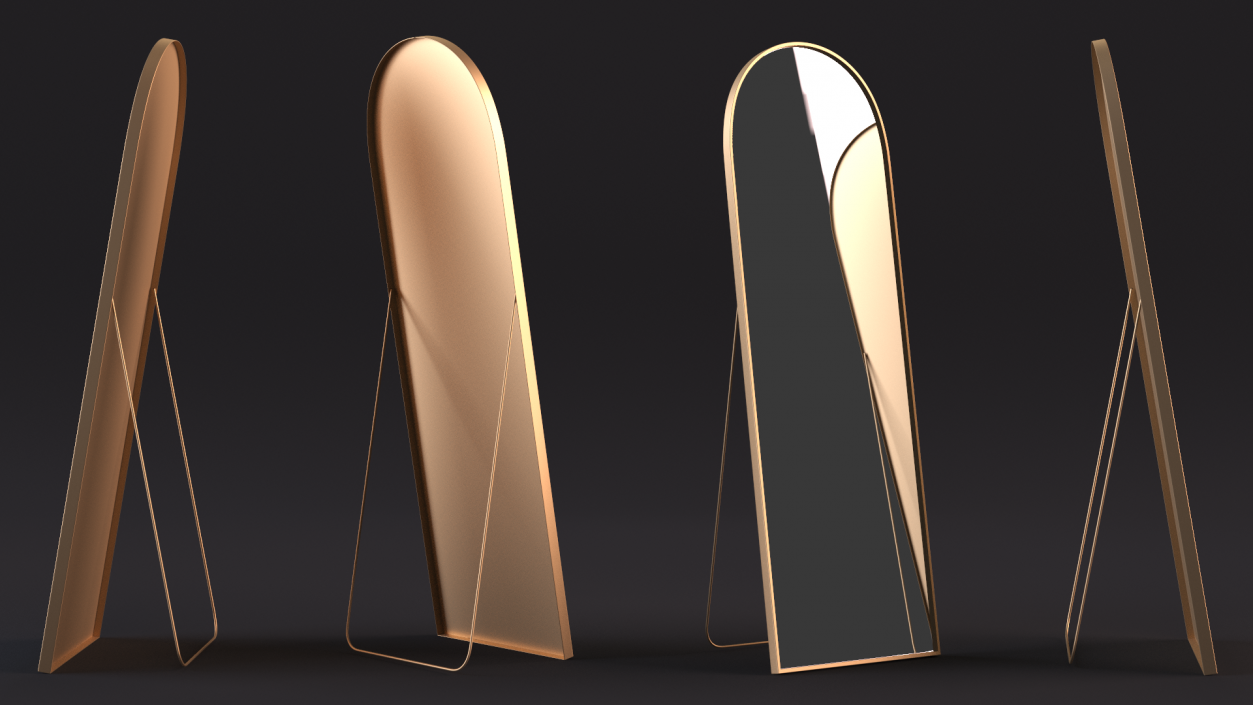 Standing Mirror Golden 3D