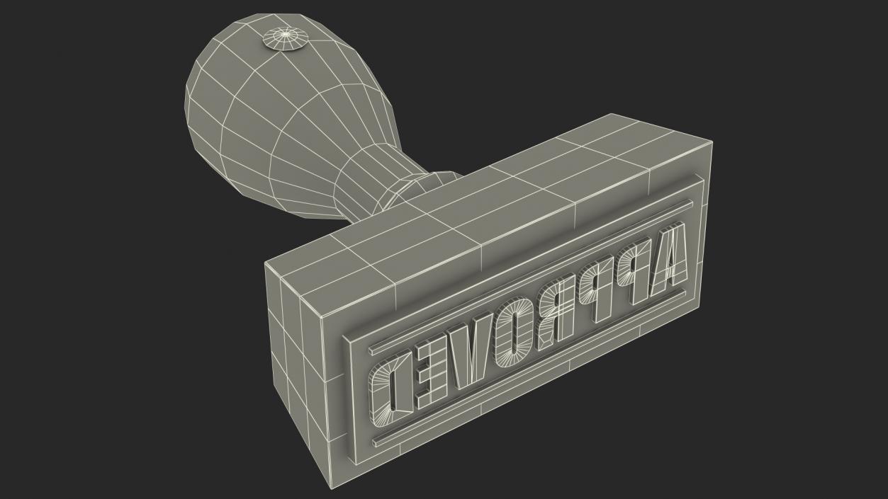 3D Rubber Stamp with Wood Handle Approved model