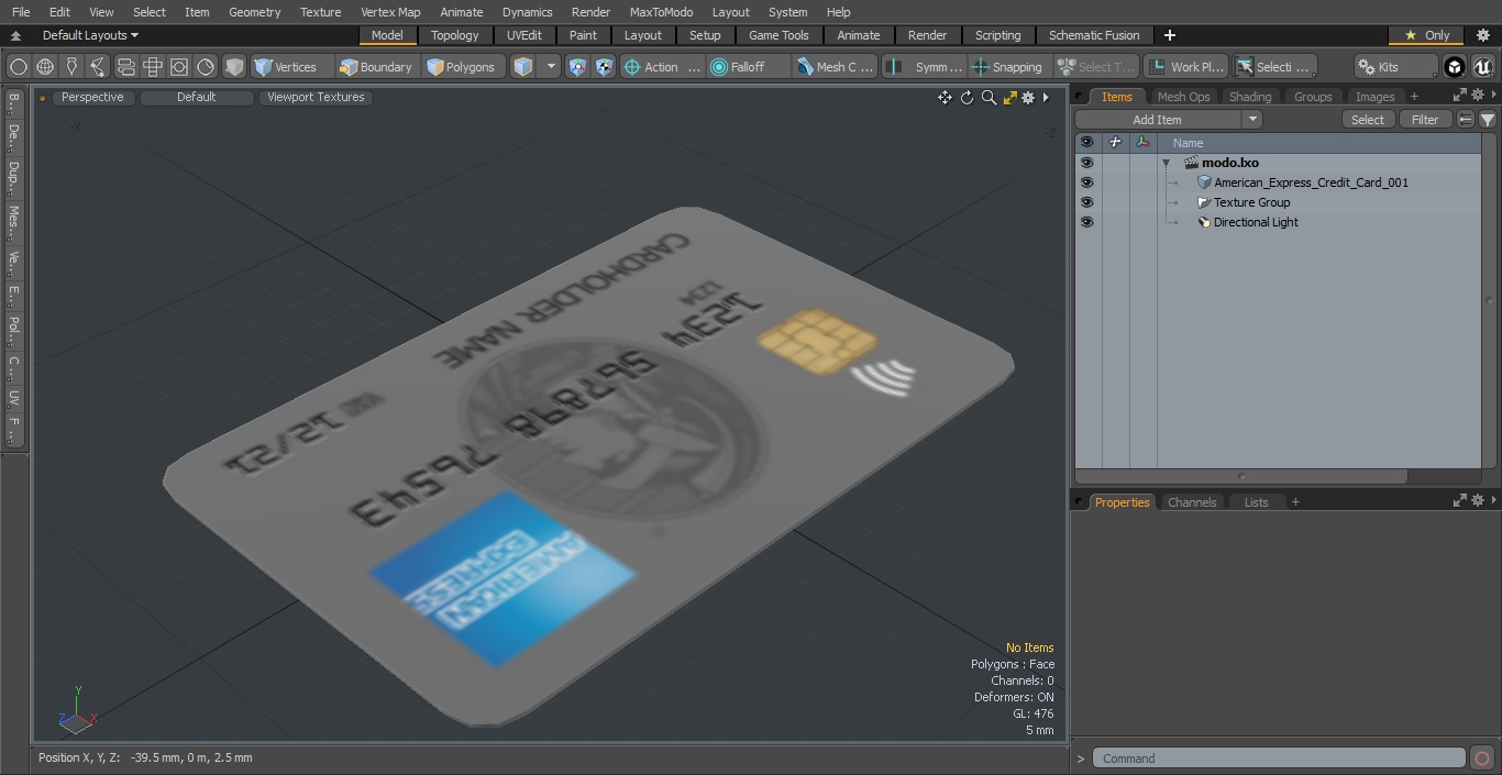 3D American Express Credit Card model