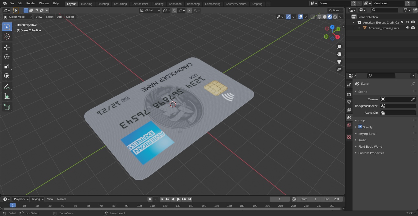 3D American Express Credit Card model