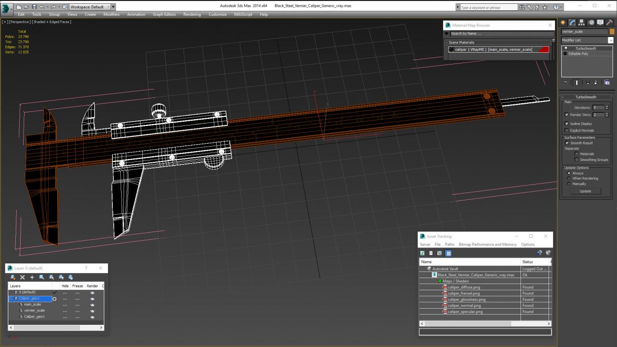 3D model Black Steel Vernier Caliper Generic