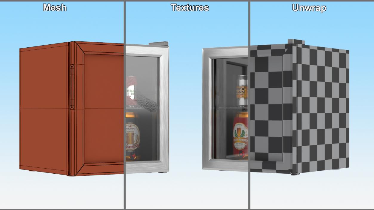 Beverage Cooler with Cans and Kegs 3D model