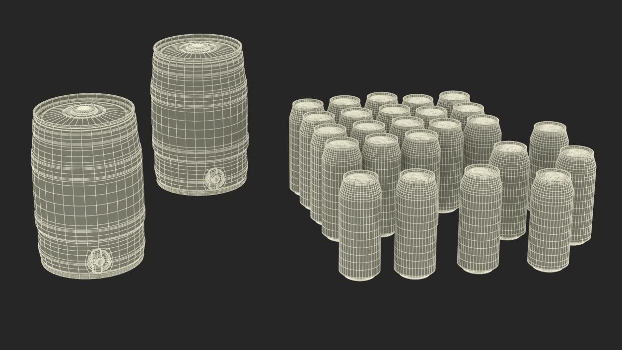 Beverage Cooler with Cans and Kegs 3D model