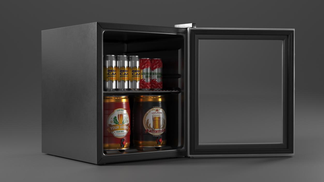 Beverage Cooler with Cans and Kegs 3D model